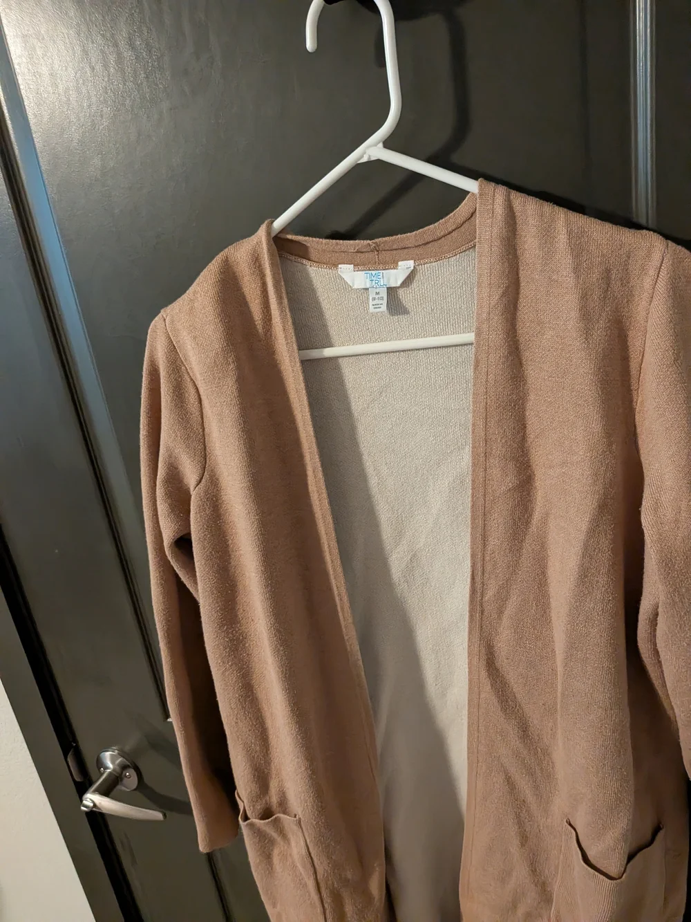 Mauve Open-Front Long Cardigan